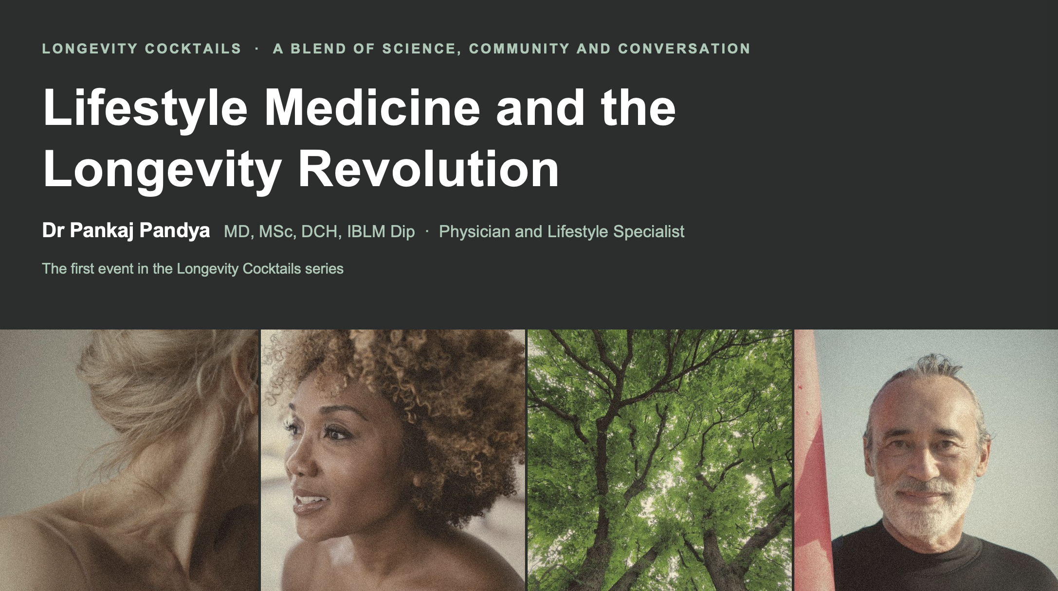 Cover slide of Dr Pankaj Pandya's presentation on lifestyle medicine, Longevity Cocktails Malta