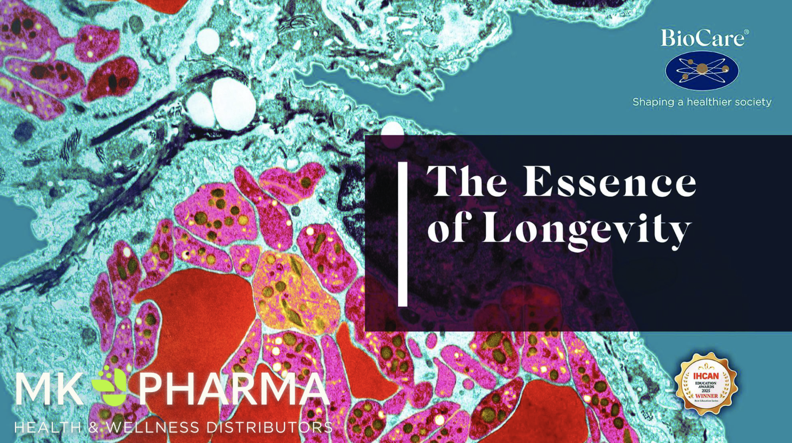 Cover slide of Hayley Rounce's presentation on BioCare supplements, Longevity Cocktails Malta